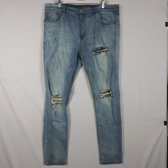 Serenede Jeans Men's Size 40 x 32 Distressed Stretch Blue Denim Tapered - Picture 1 of 10